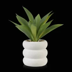 Artificial Cast-Iron Plant in White Speckled Pot
