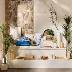 Artificial Exotic Floor Plant in White Pot