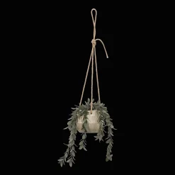 Artificial Leaves in Hanging Textured Pot