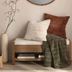 Beige Cougar Faux Fur Throw Pillow