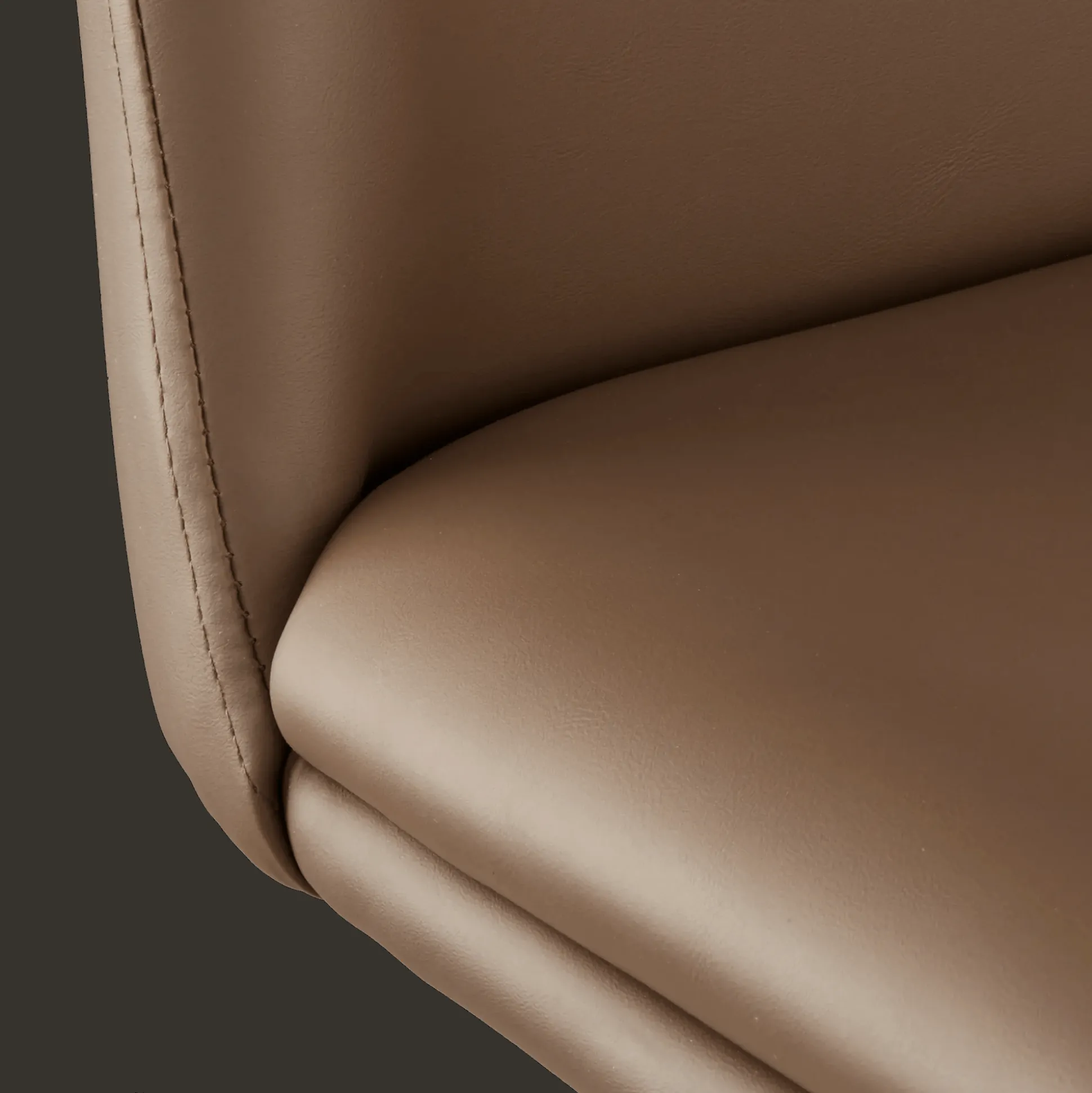 Beige Faux Leather and Metal Bar Stool