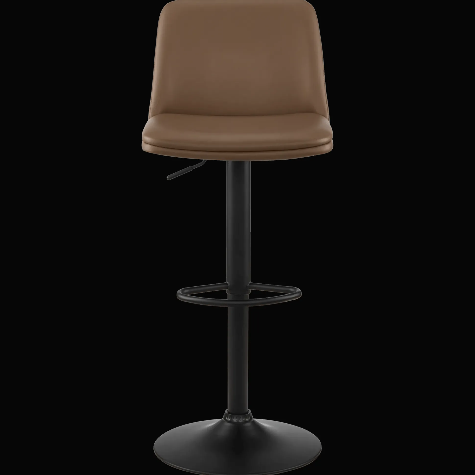 Beige Faux Leather and Metal Bar Stool