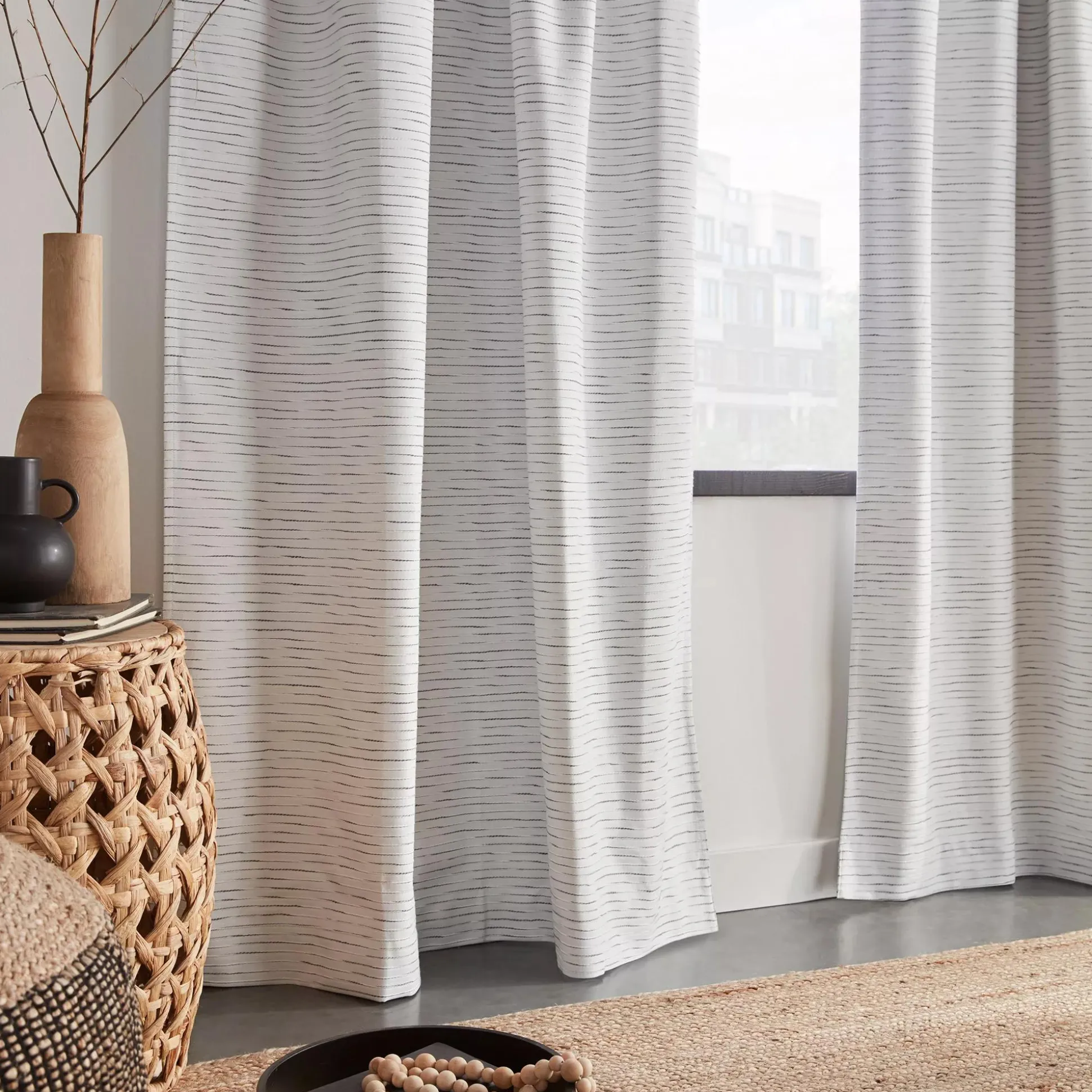 Black And White Dayni Blackout Back-Tab Curtain