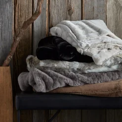 Black Cougar Faux Fur Throw