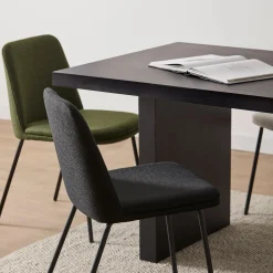 Black Fabric and Metal Dining Chair