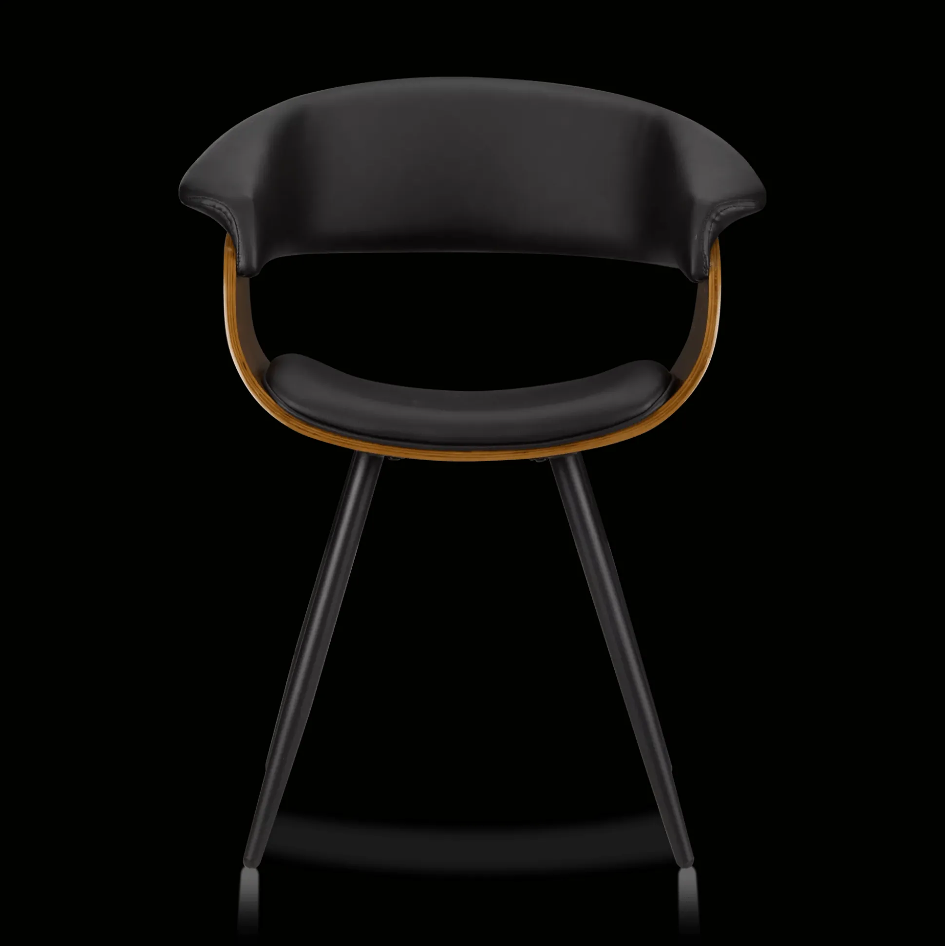 Black Faux Leather and Walnut Chair