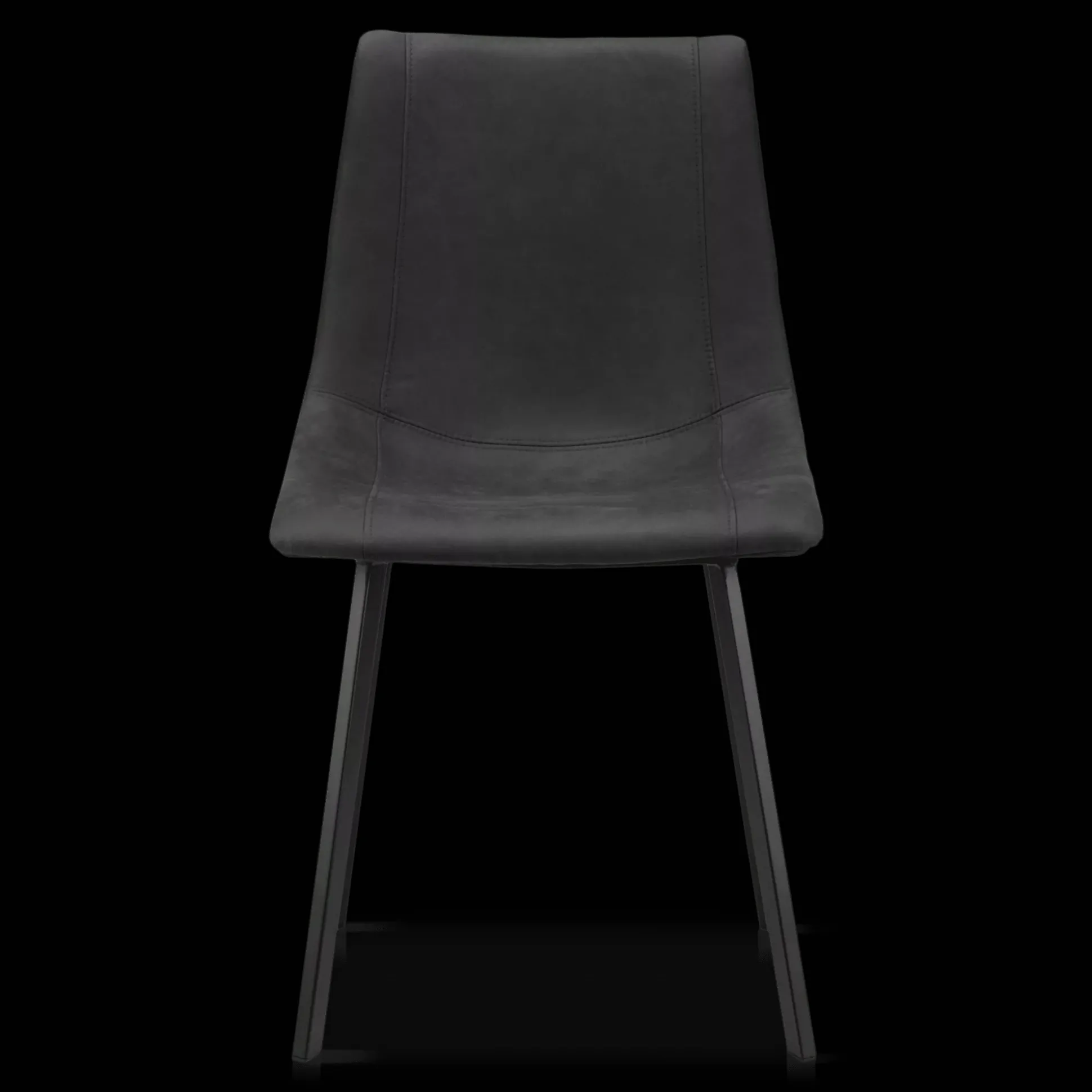 Black Textured Faux Leather and Metal Dining Chair