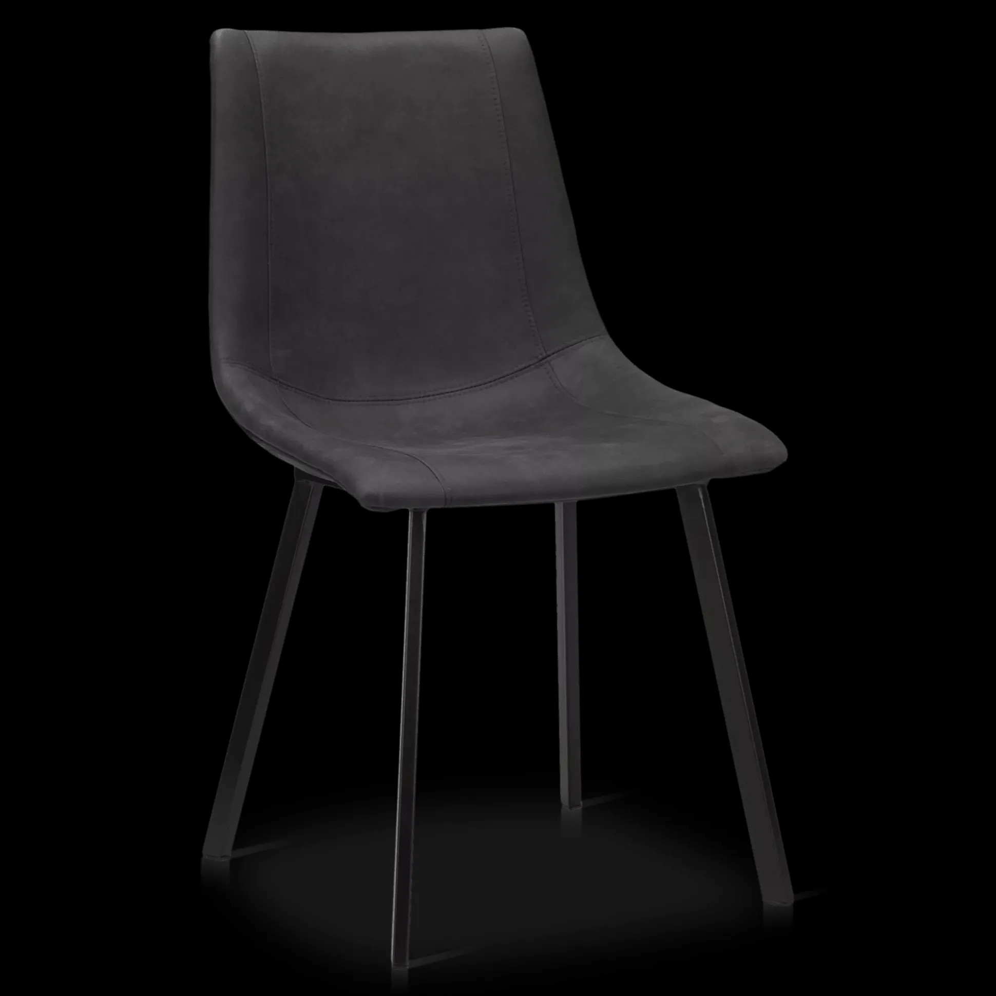 Black Textured Faux Leather and Metal Dining Chair