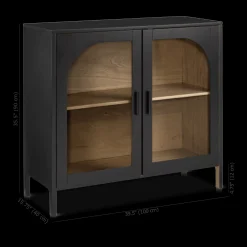 Black Wooden Buffet with Glass Doors