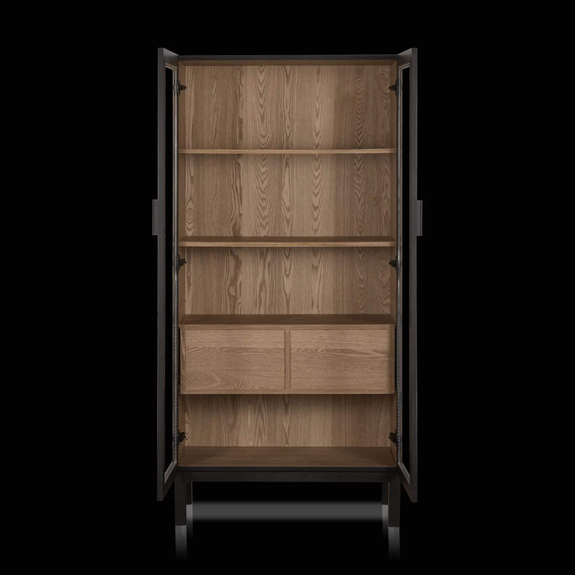 Black Wooden Buffet with Glass Doors