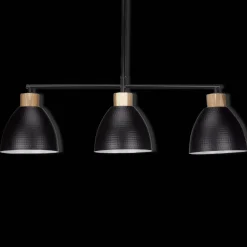 3-Bulb Metal and Wood Ceiling Lamp