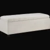 Fabric and Black Wood Bench