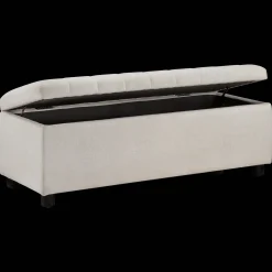 Fabric and Black Wood Bench