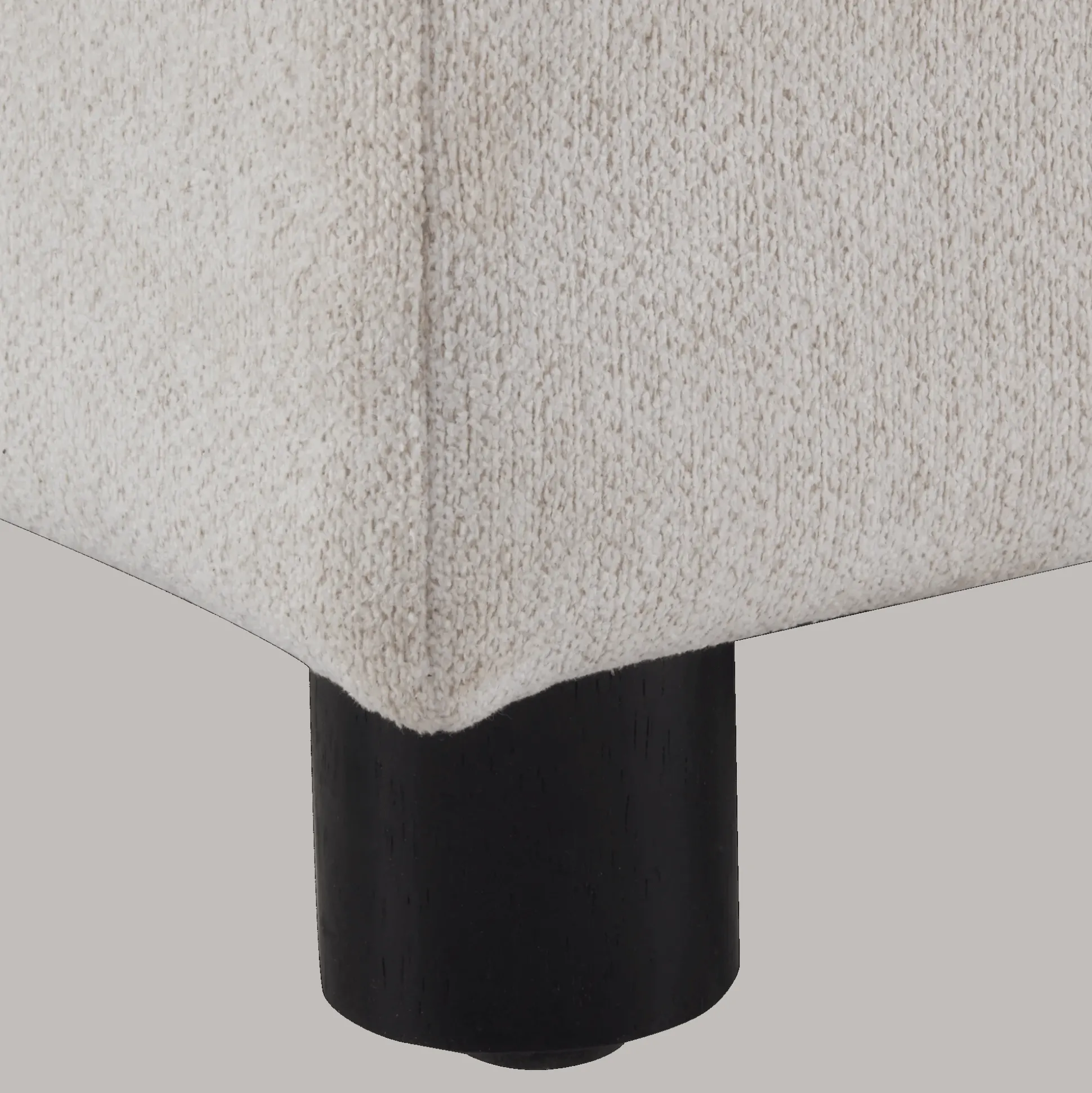 Fabric and Black Wood Bench