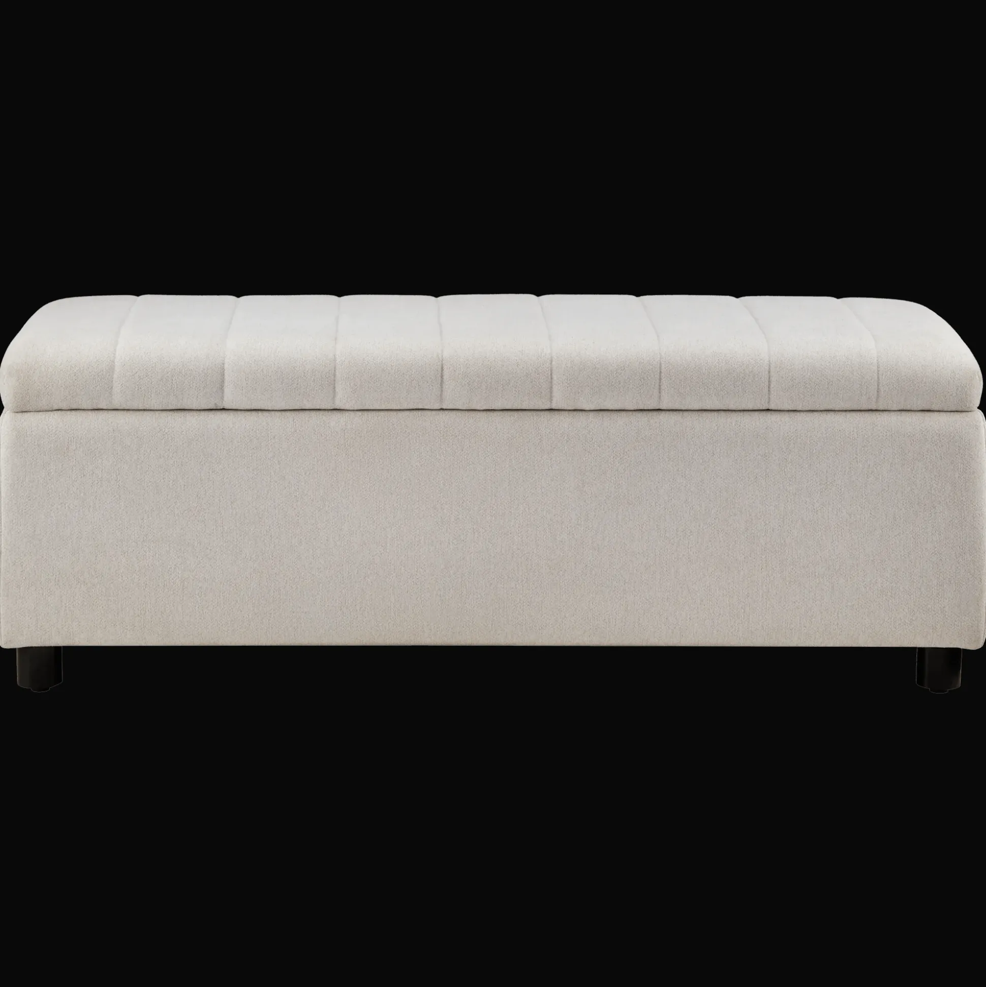 Fabric and Black Wood Bench