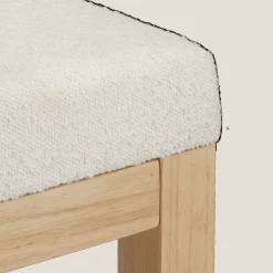Fabric and Natural Wood Bench