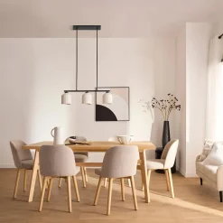 Fabric and Natural Wood Dining Chair
