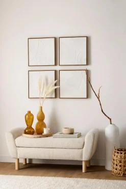 Fabric and Wood Bench