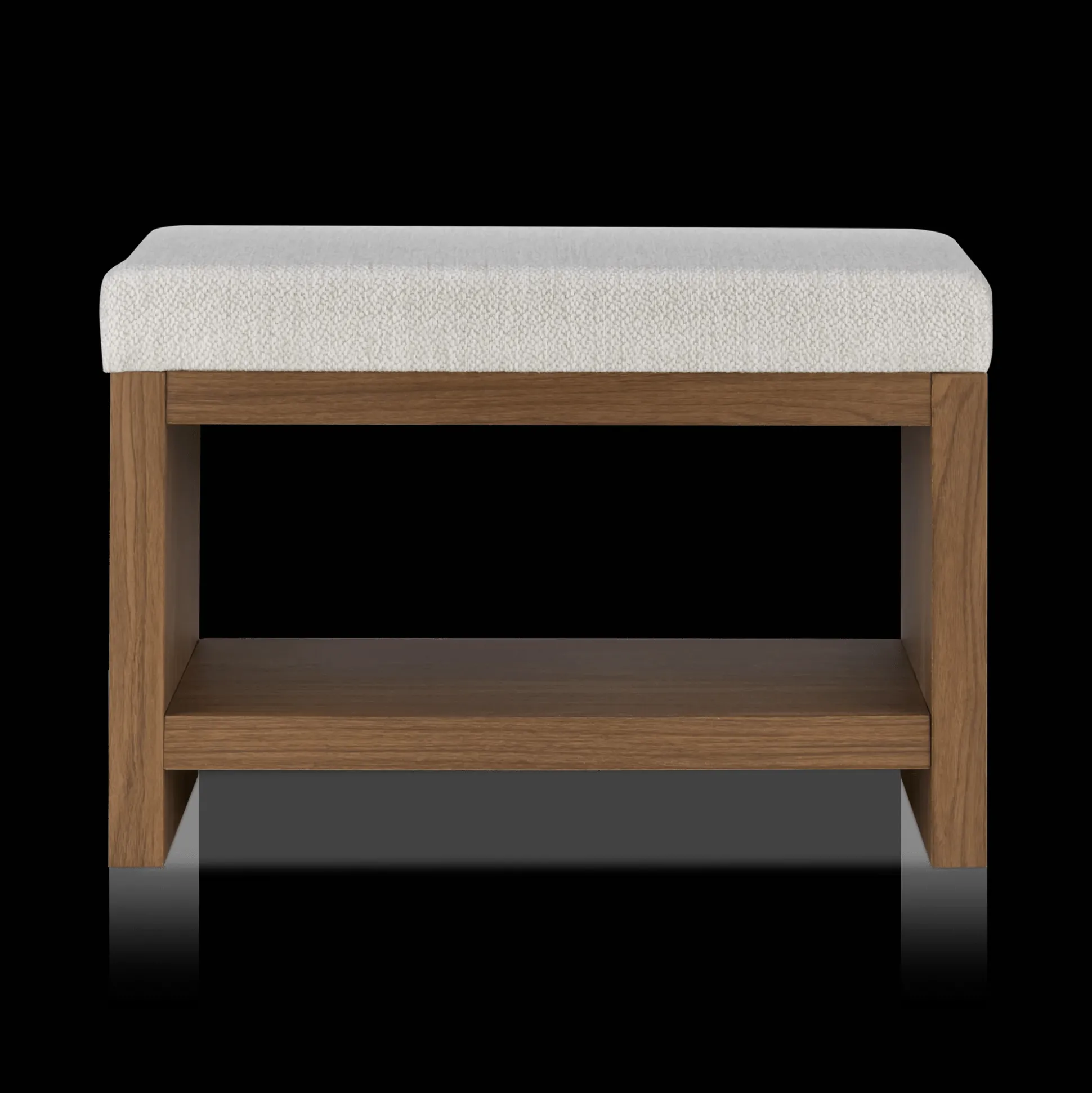 Fabric and Wood Bench with Shoe Rack