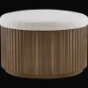 Fabric and Wood Ottoman with Storage