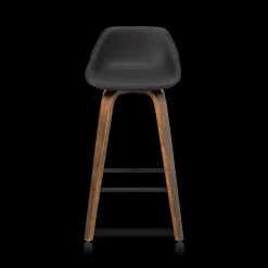 Faux Leather and Walnut Wood Bar Stool