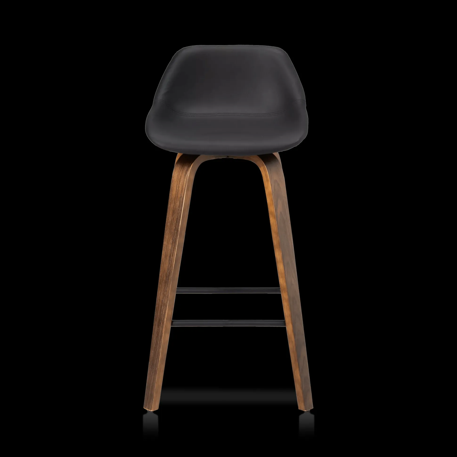 Faux Leather and Walnut Wood Bar Stool