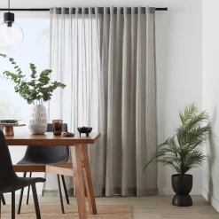 Grey Eneca Back-Tab/Rod-Pocket Curtain