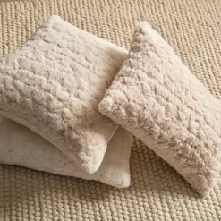 Light Beige Sheep Faux Fur Decorative Lumbar Pillow