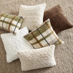 Light Beige Sheep Faux Fur Decorative Lumbar Pillow