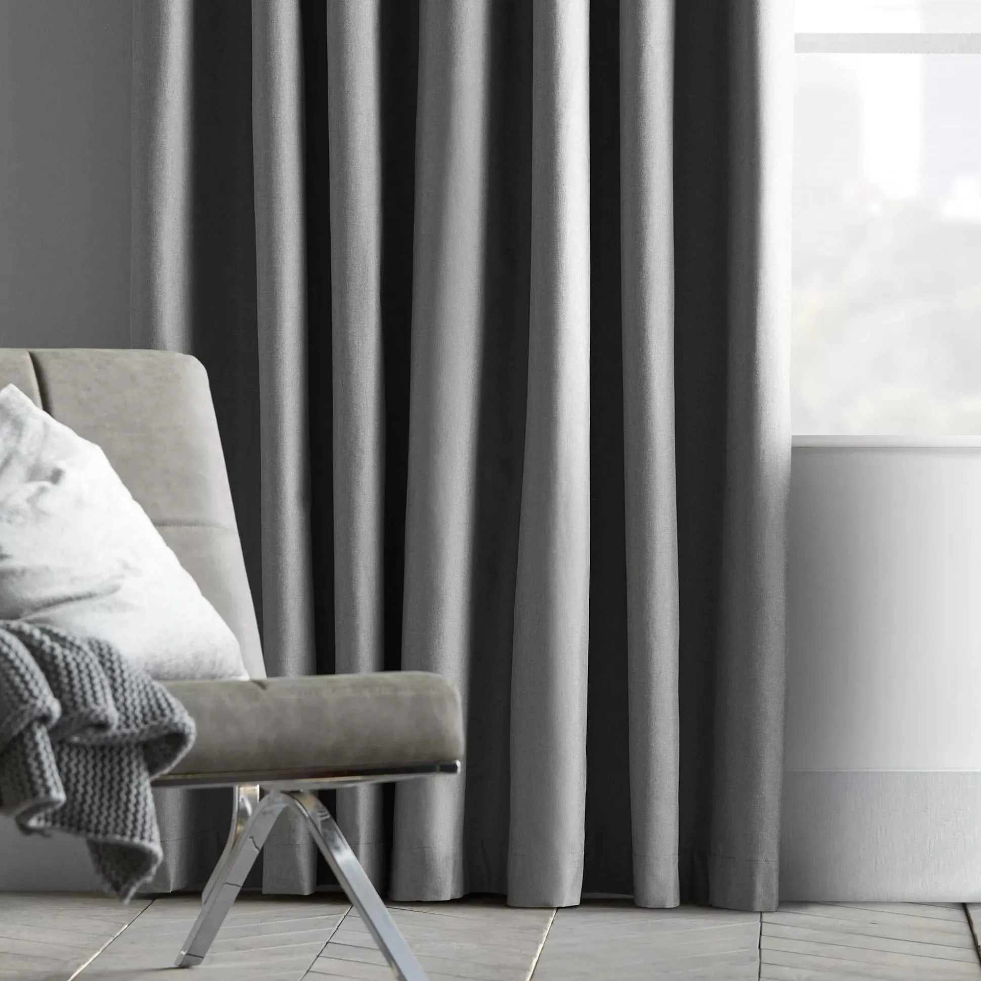 Light Grey Chambray Blackout Curtain