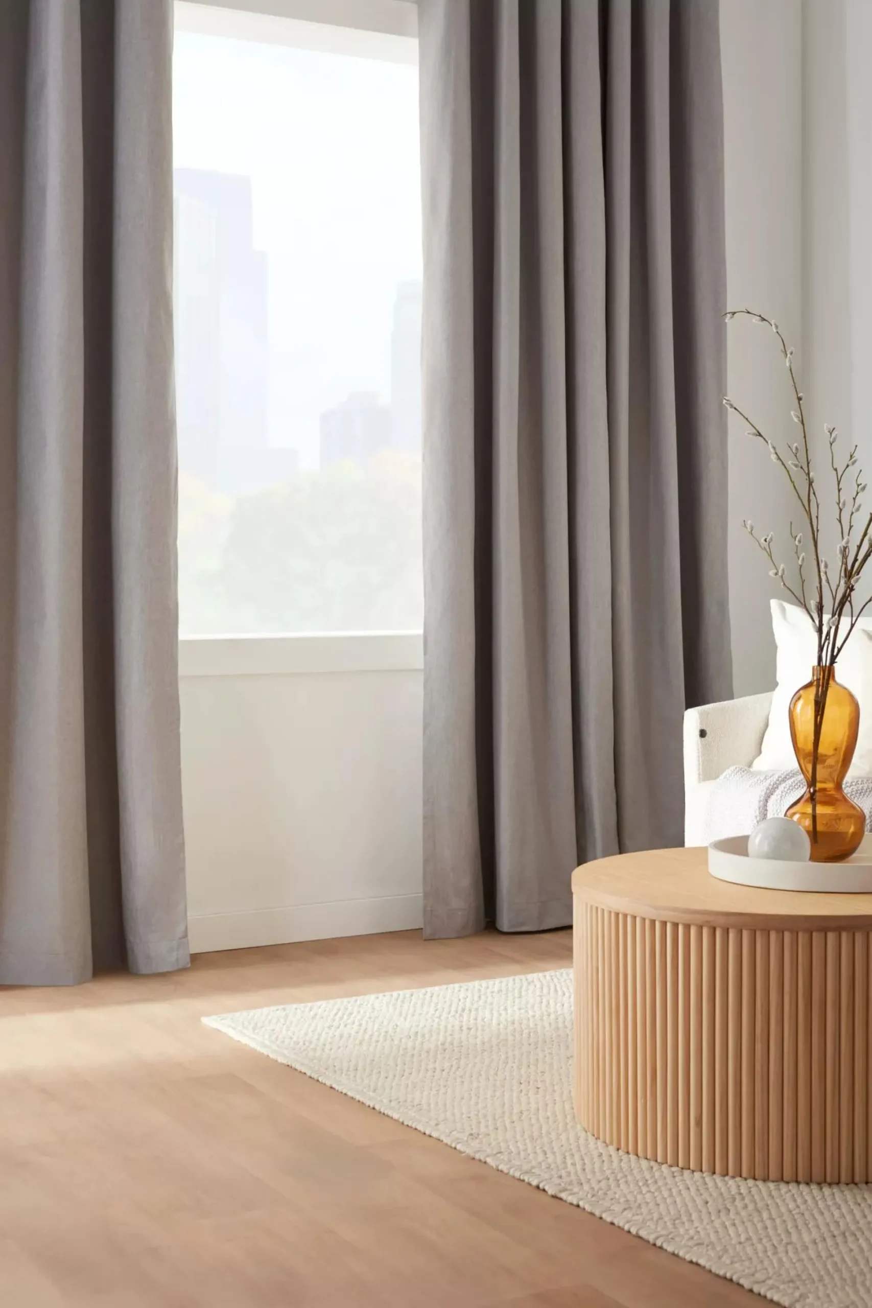Light Grey Chambray Blackout Curtain