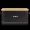 Metal Bread Box with Bamboo Lid