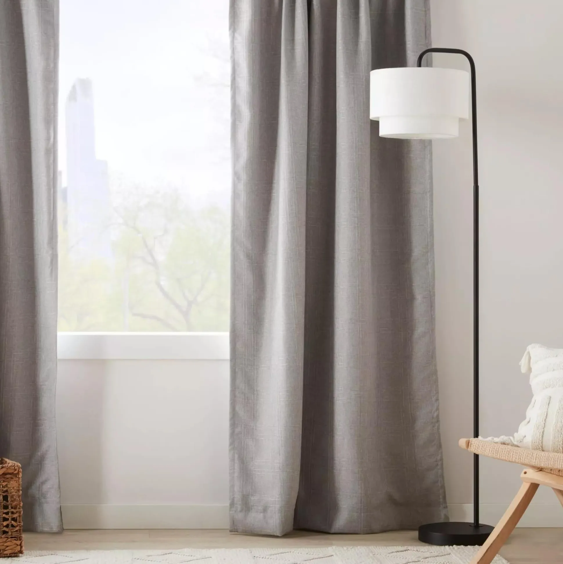 Metal Floor Lamp with White Shade