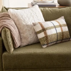 Oatmeal Sheep Faux Fur Throw Pillow