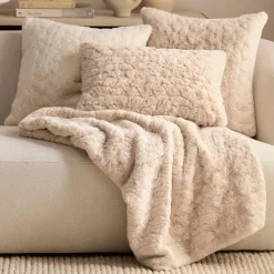 Oatmeal Sheep Faux Fur Throw Pillow