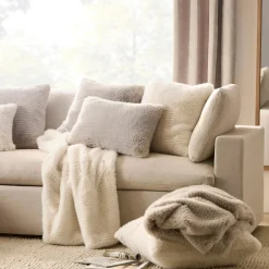 Off White Maddox Faux Fur Decorative Pillow