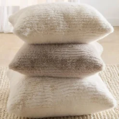 Off White Maddox Faux Fur Decorative Pillow