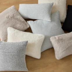 Off White Maddox Faux Fur Decorative Lumbar Pillow