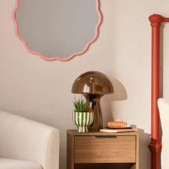 Pink Scalloped Mirror