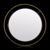 Round Wood-Framed Mirror