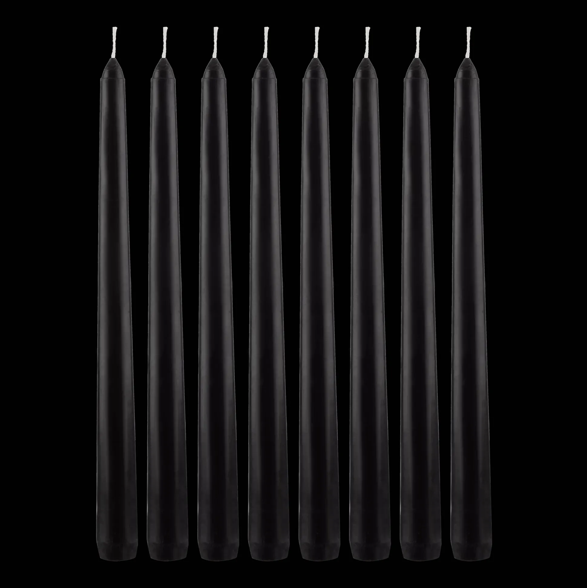 Set of 8 Unscented Tapered Black Candles