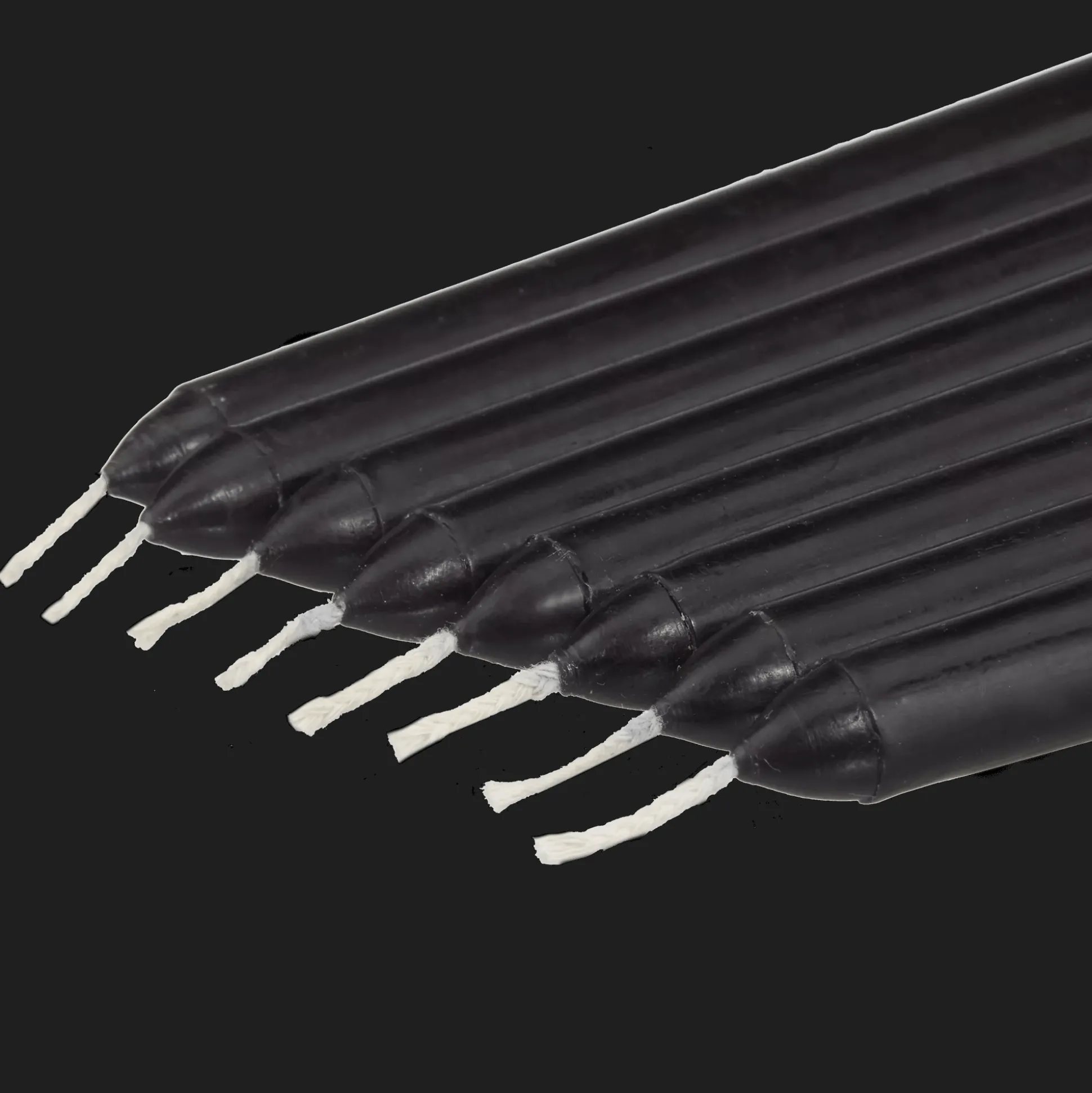 Set of 8 Unscented Tapered Black Candles