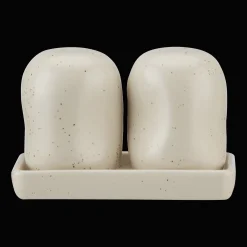 Set of Salt and Pepper Shakers on Tray