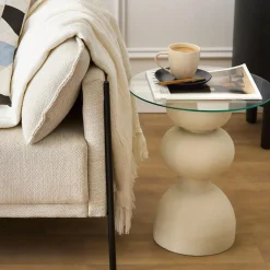Side Table with Glass Top