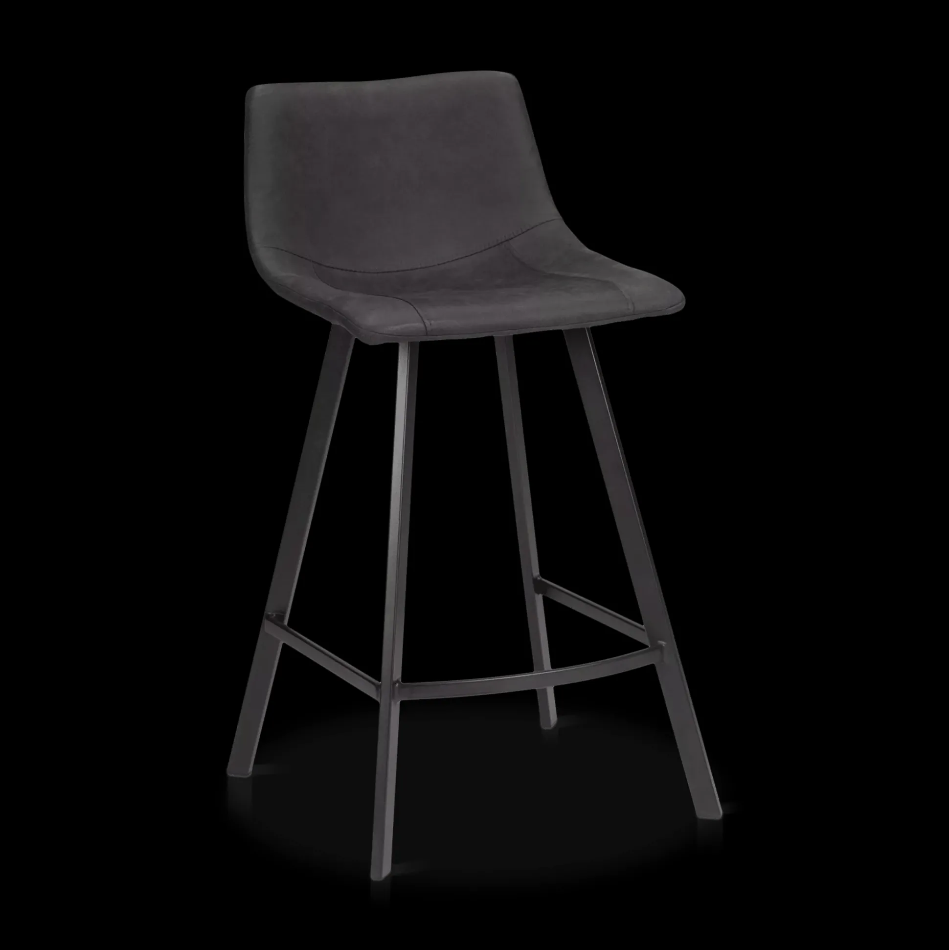 Textured Faux Leather and Metal Bar Stool