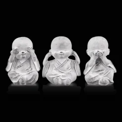 Three Wise Buddha Cement Statuettes