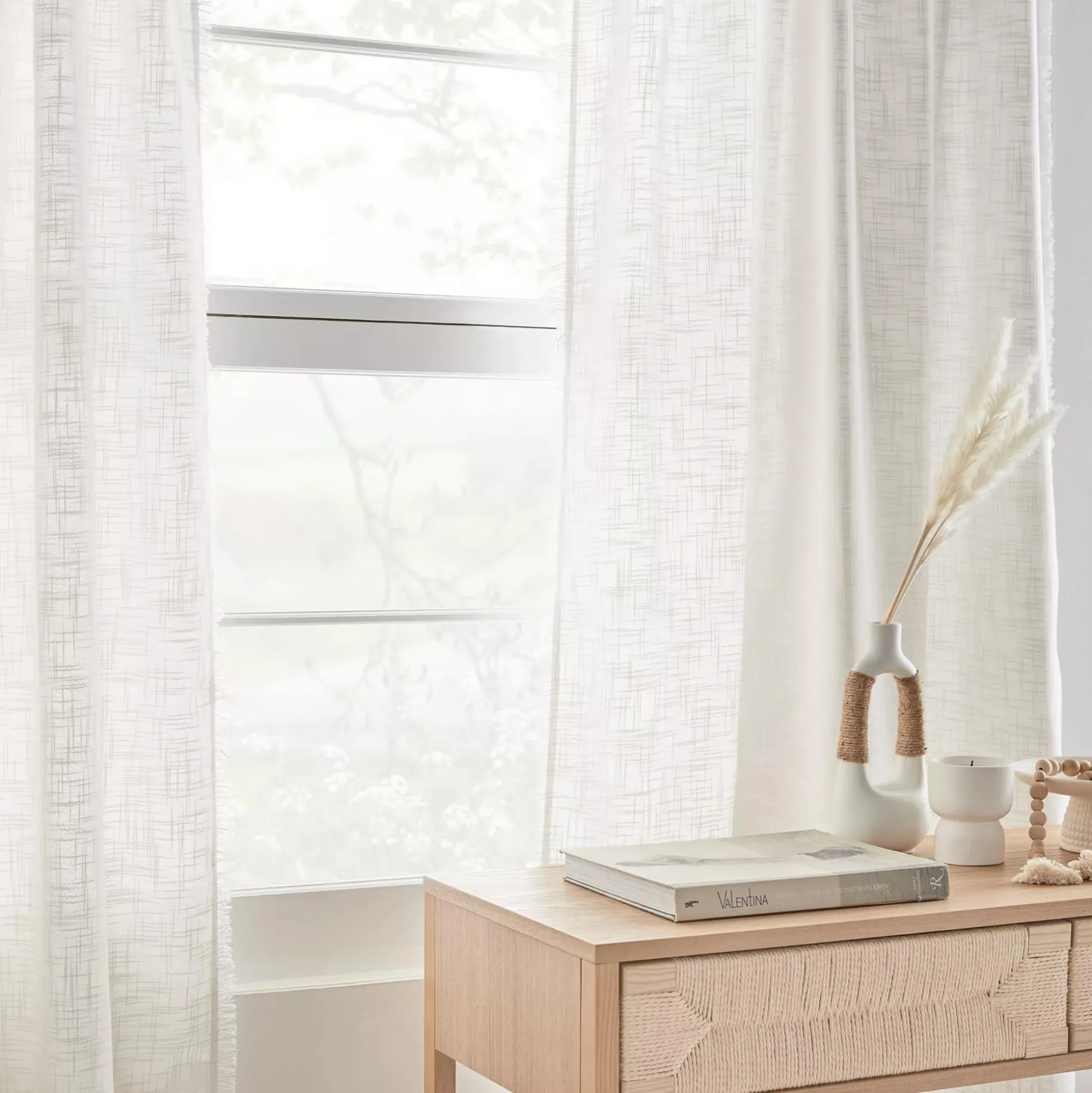 White Nuk Back-Tab/Rod-Pocket Curtain